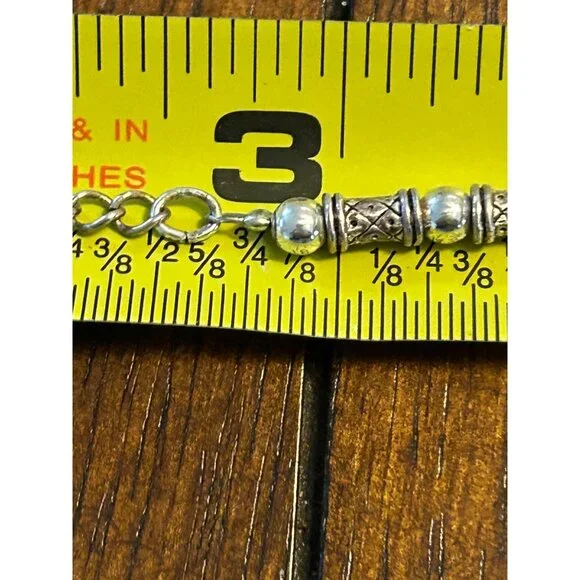 Vintage Napier Silver-Tone Beaded Necklace Textured Cylindrical Metal Beads 18" - Picture 9 of 10